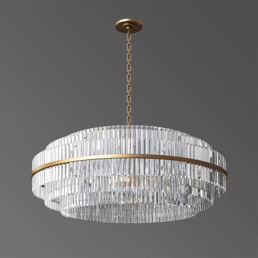 Vienna Round Crystal Chandelier Antique Brass 3D model_0