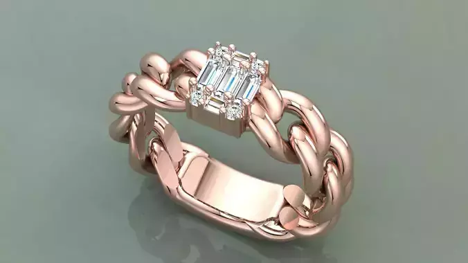 chain baguette ring wax