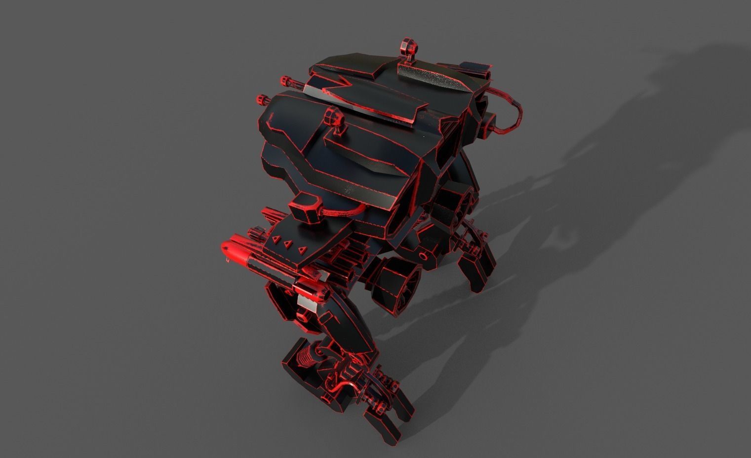 Mech Military Low-poly 3D model_4