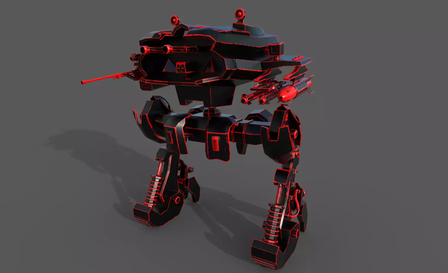 Mech Military Low-poly 3D model_0
