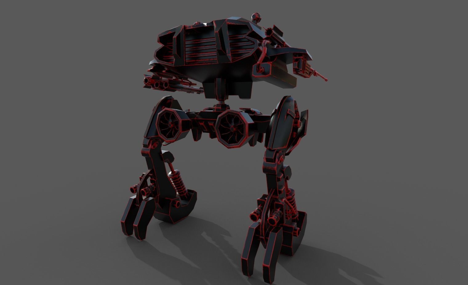 Mech Military Low-poly 3D model_2