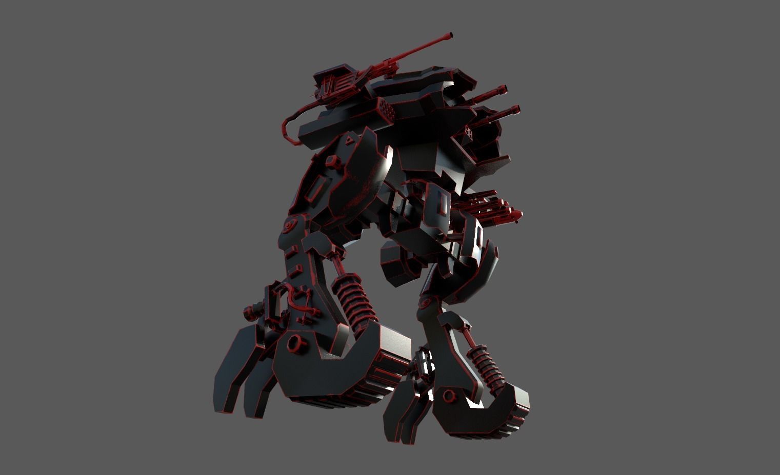 Mech Military Low-poly 3D model_3