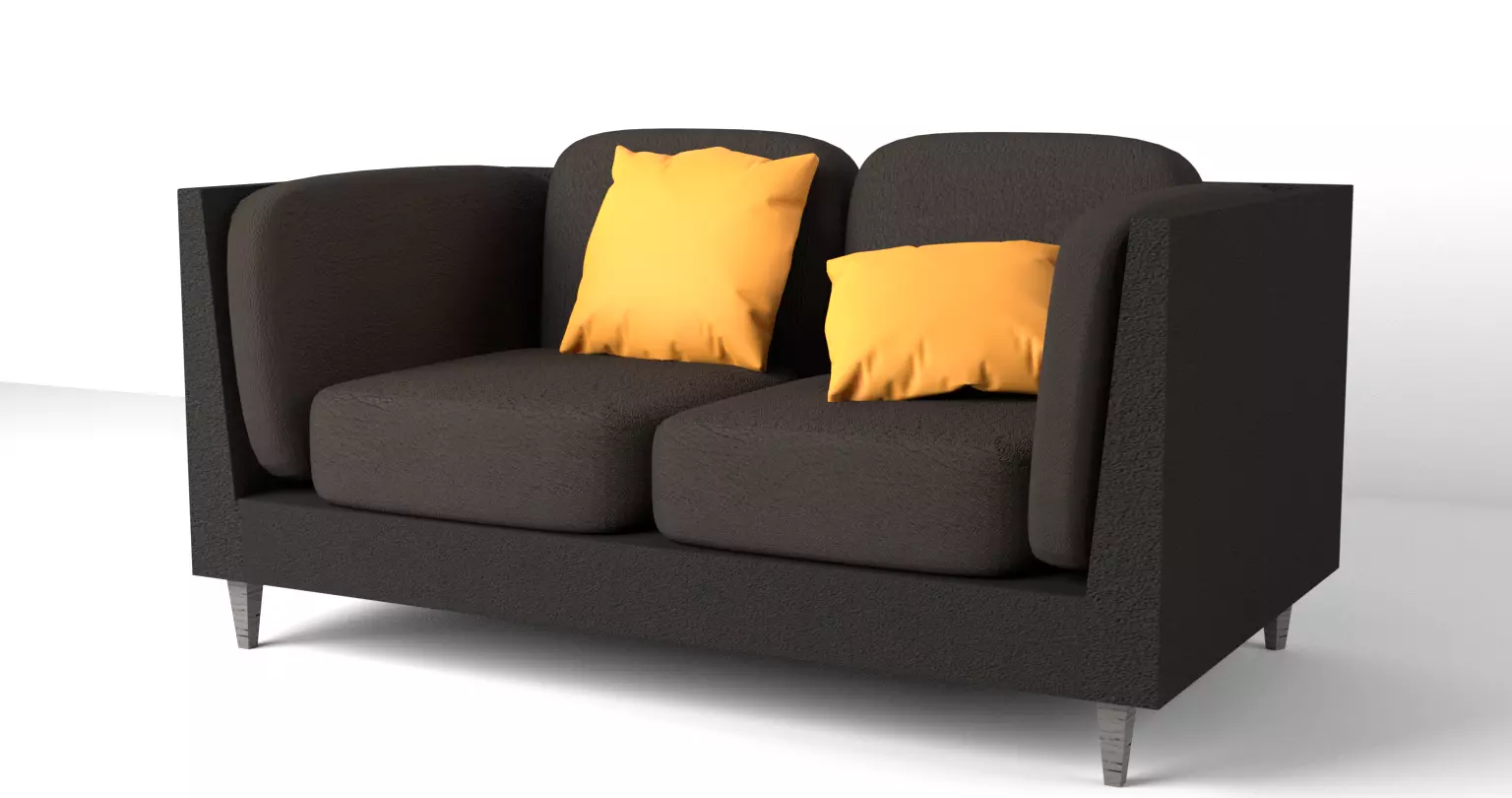 Modern Fabric Sofa Low-poly 3D model_0