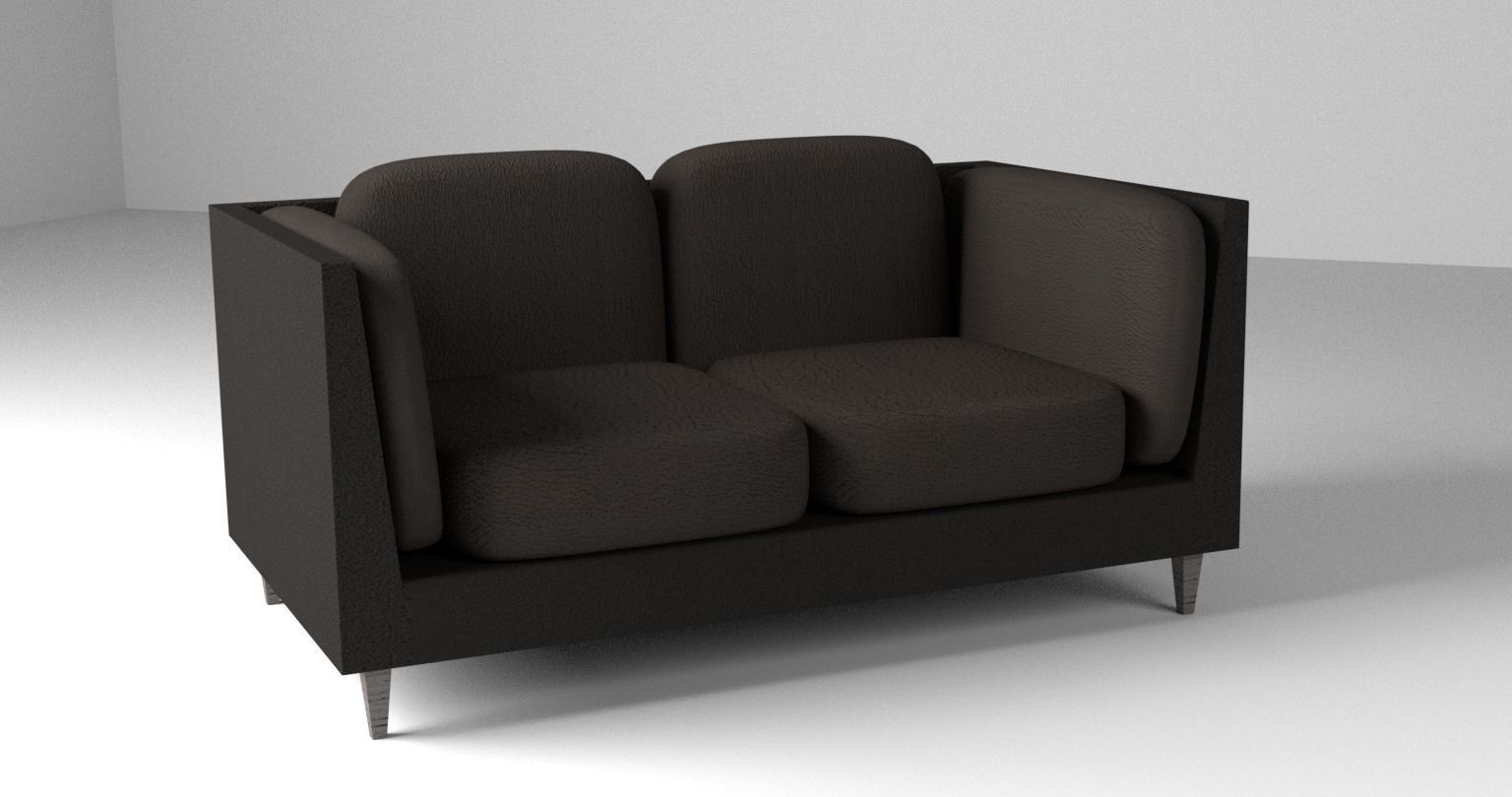 Modern Fabric Sofa Low-poly 3D model_4