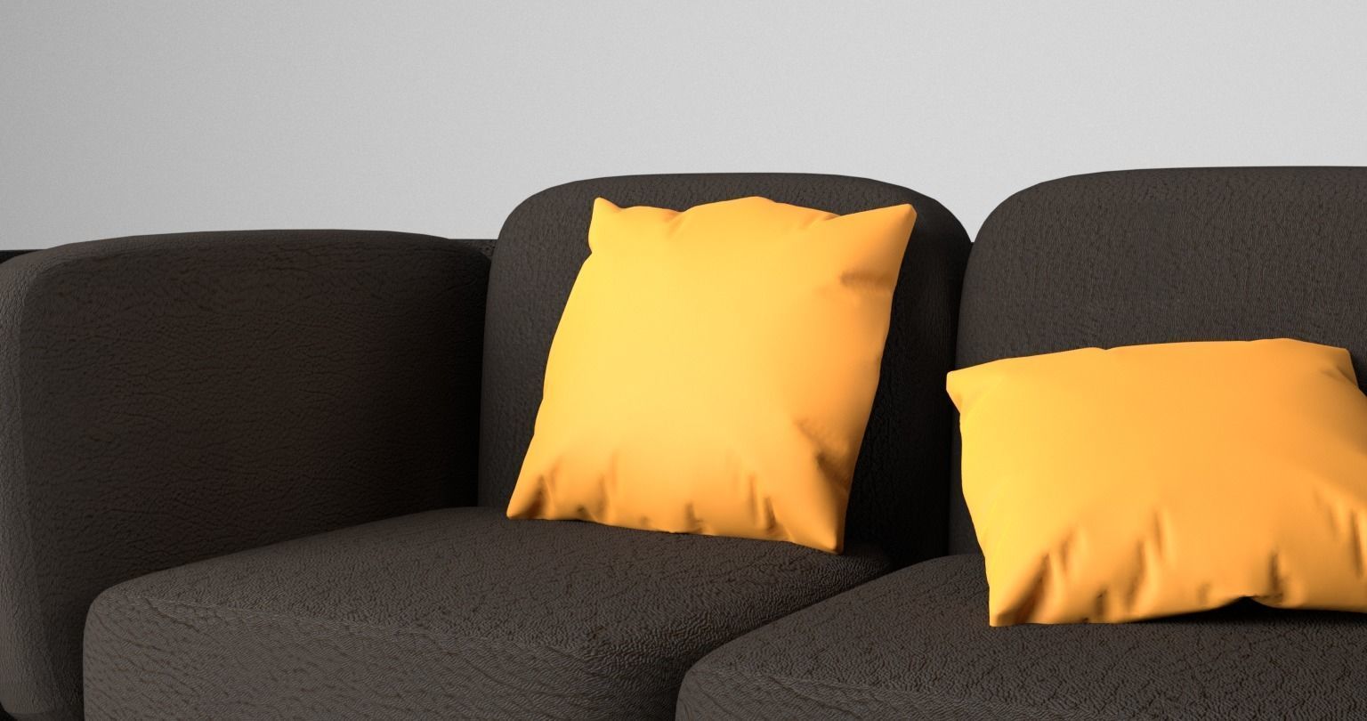 Modern Fabric Sofa Low-poly 3D model_1