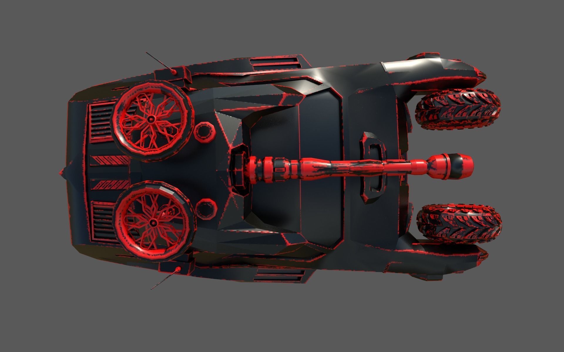 Car Military Low-poly 3D model_3