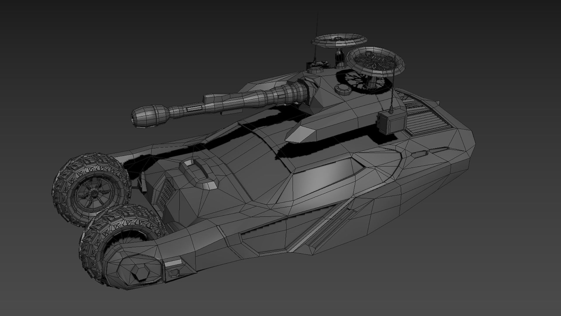 Car Military Low-poly 3D model_5