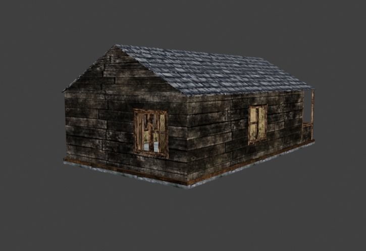 one-story house 3D model_2