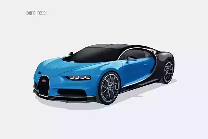Bugatti Chiron 2017 Low-poly 3D model