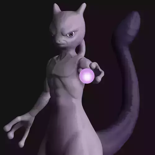 Mewtwo 3D Model pokemon character holding ball