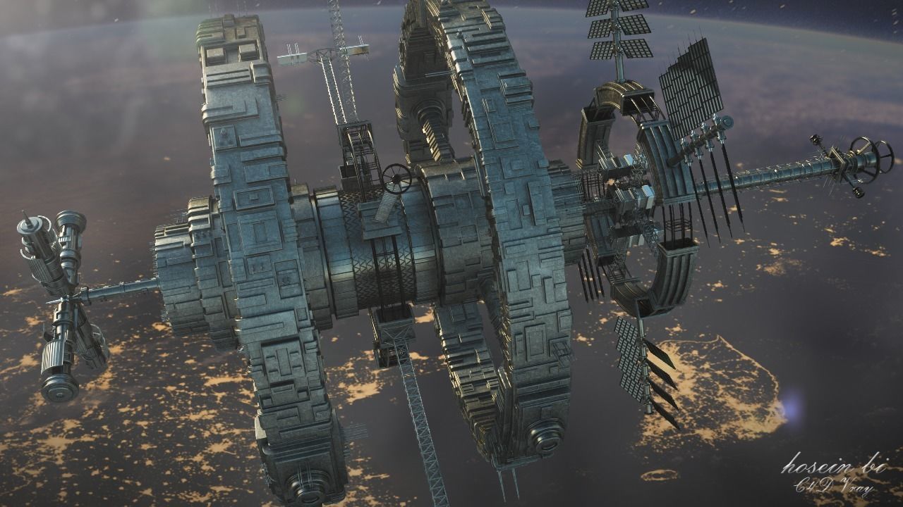 Sci-Fi Space Station 3D model_1