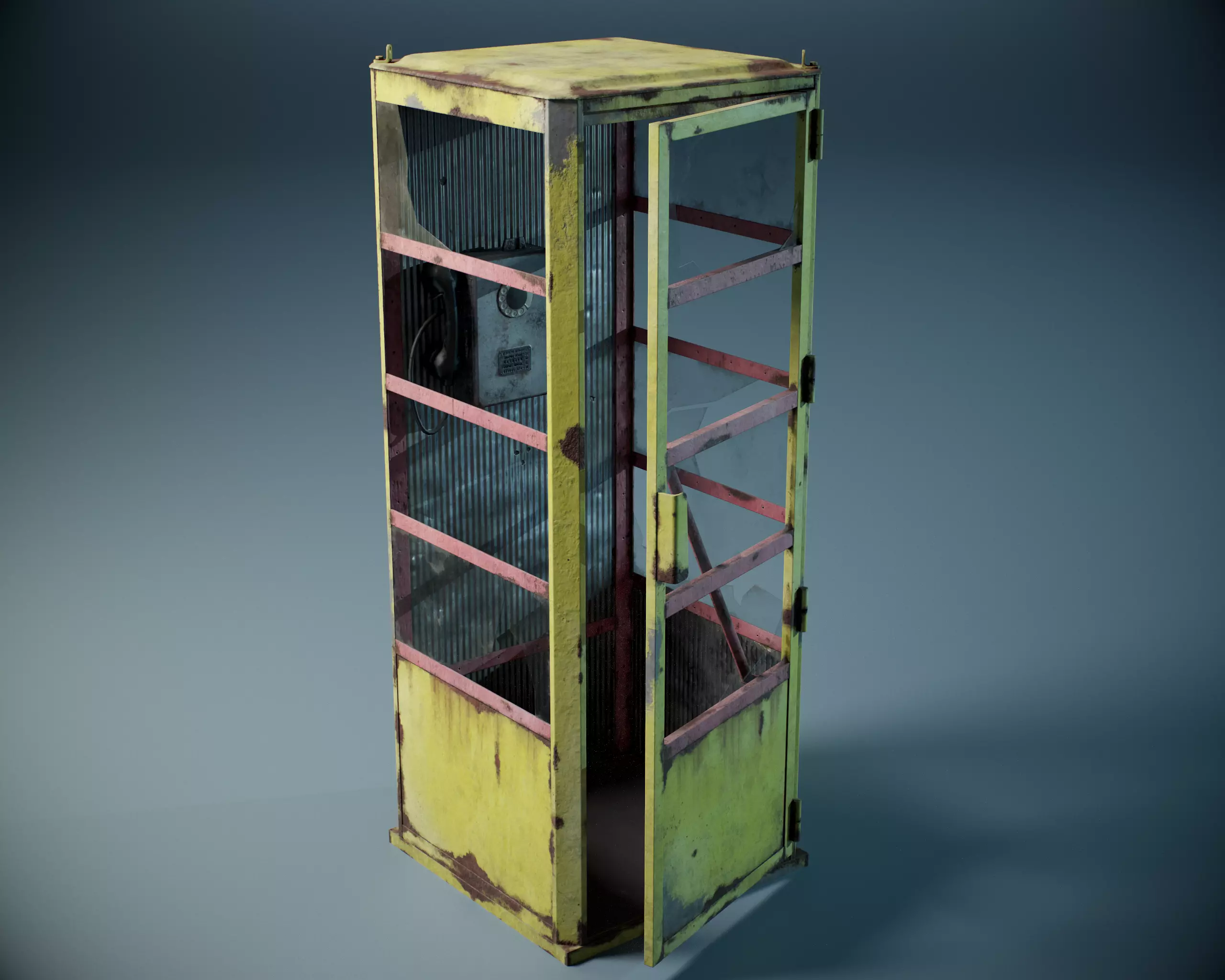 Phone booth PBR Low-poly 3D model_0
