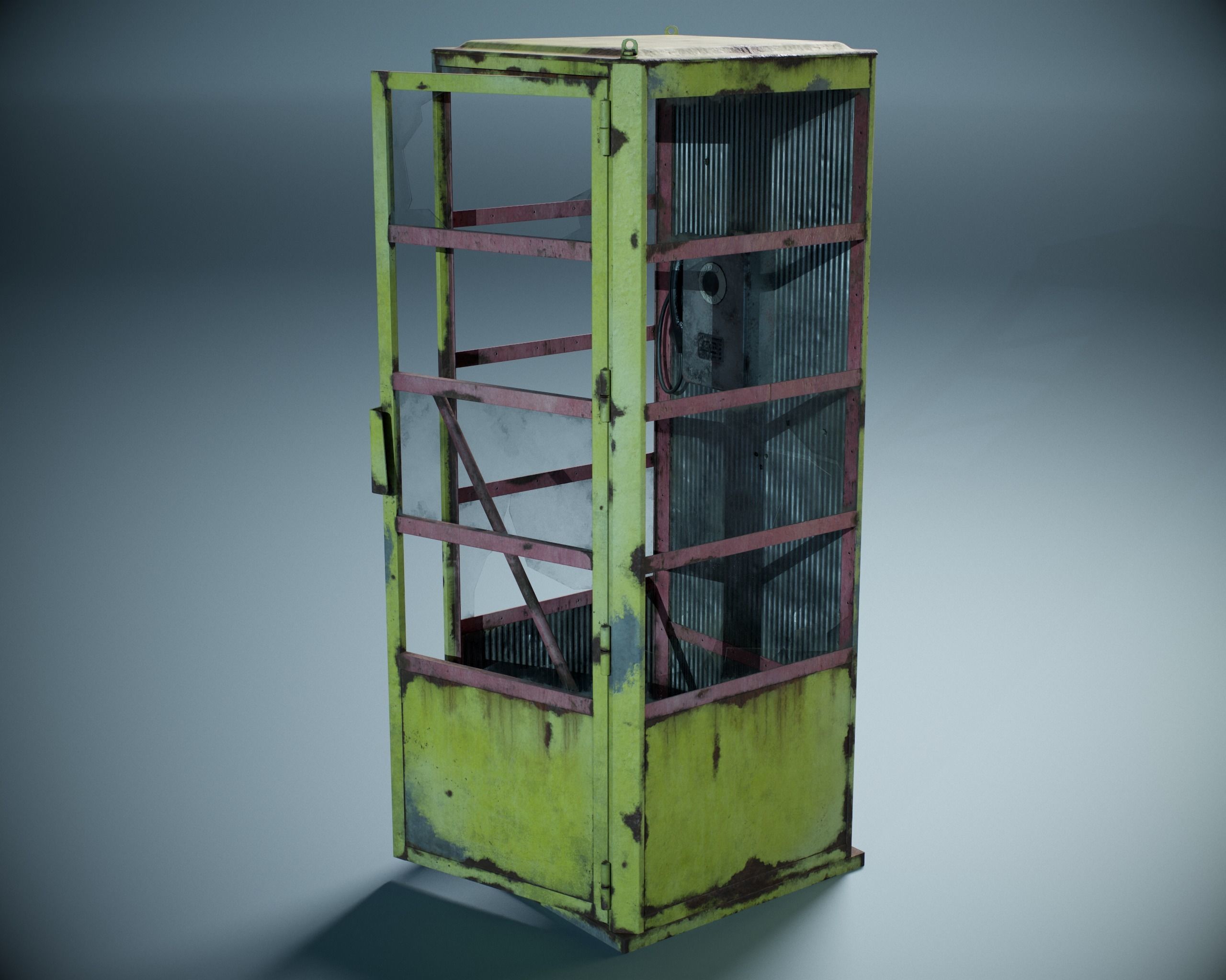 Phone booth PBR Low-poly 3D model_1