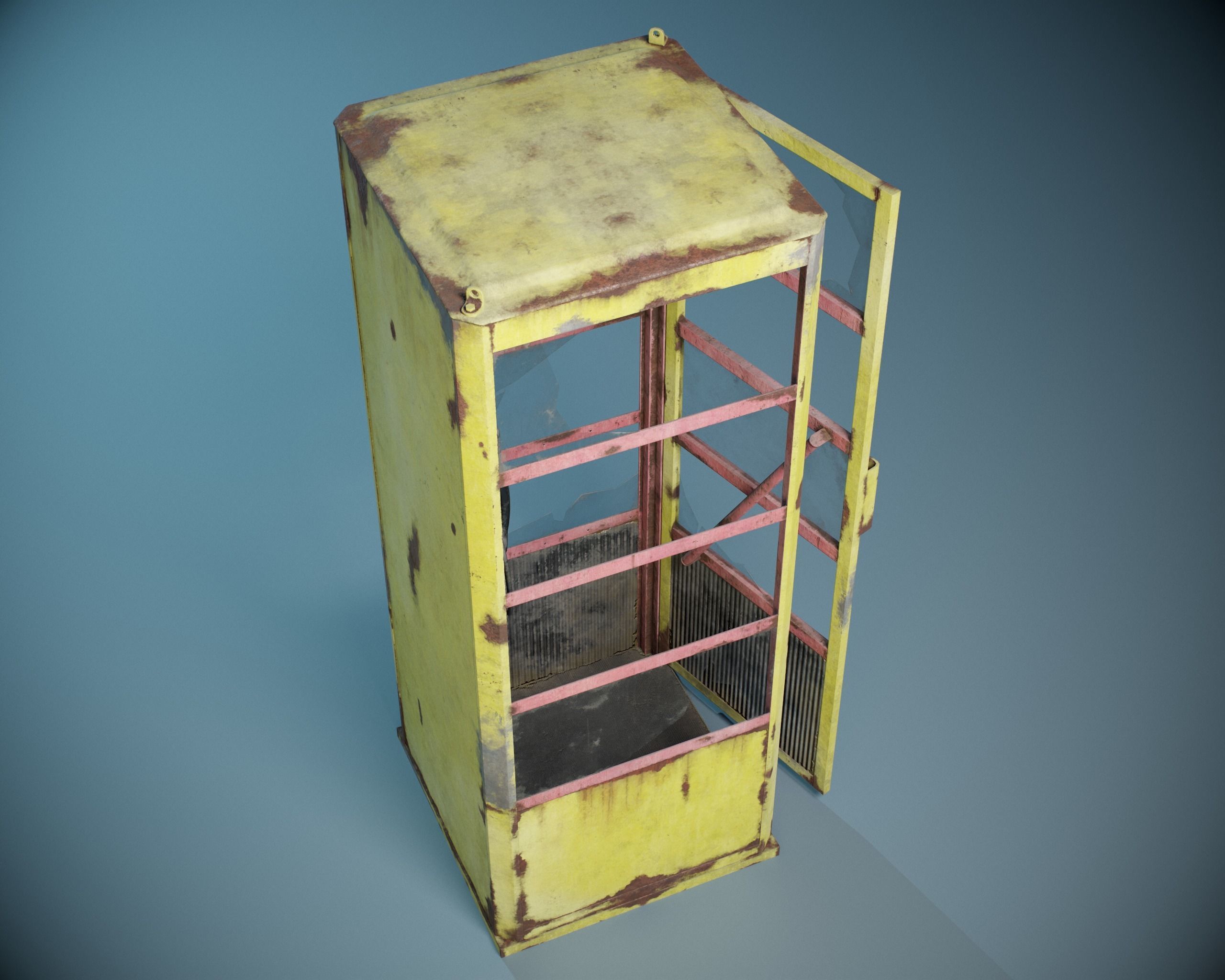 Phone booth PBR Low-poly 3D model_4