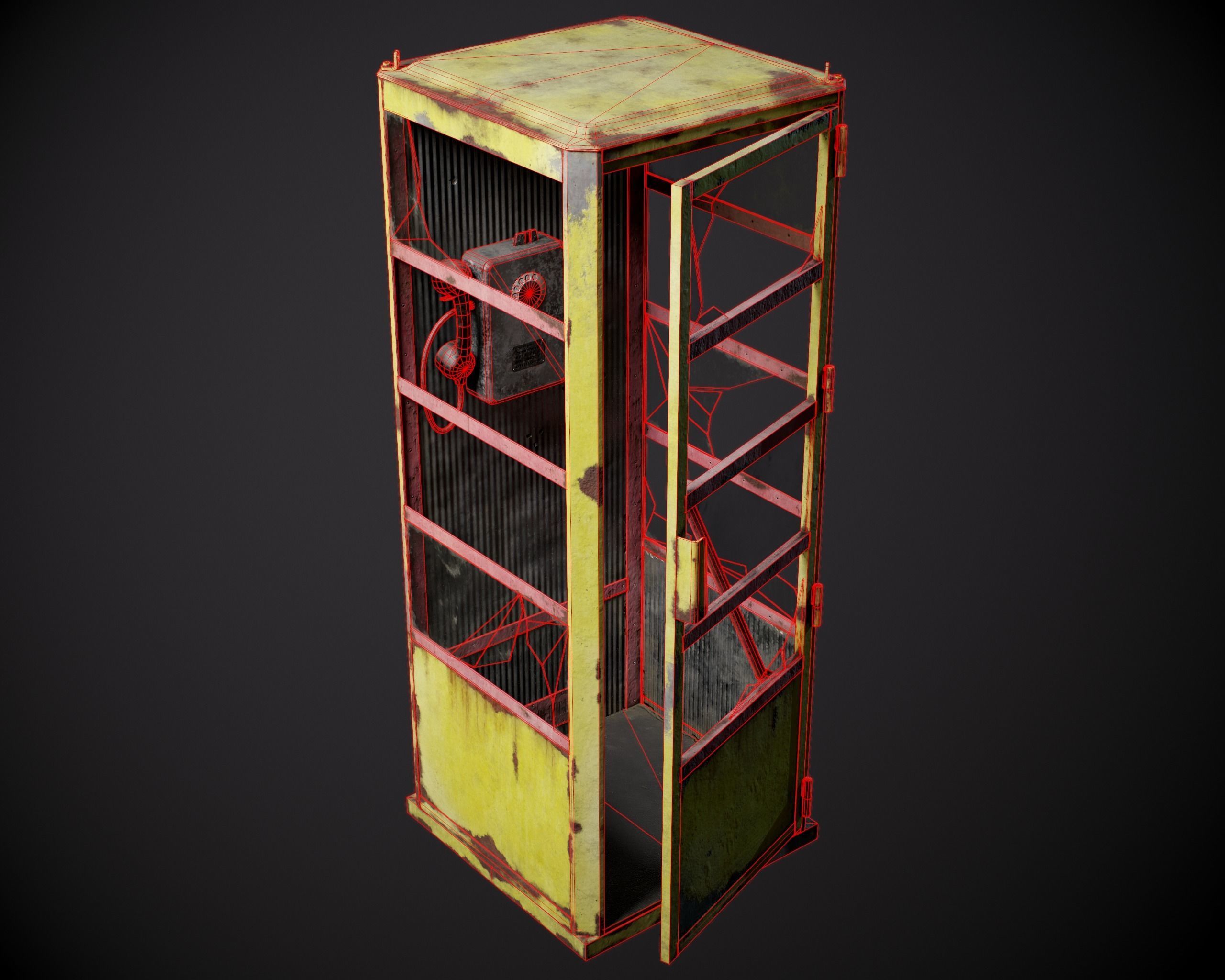 Phone booth PBR Low-poly 3D model_5