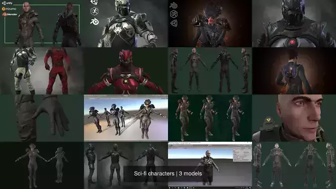 Sci-fi characters 3D Model Collection