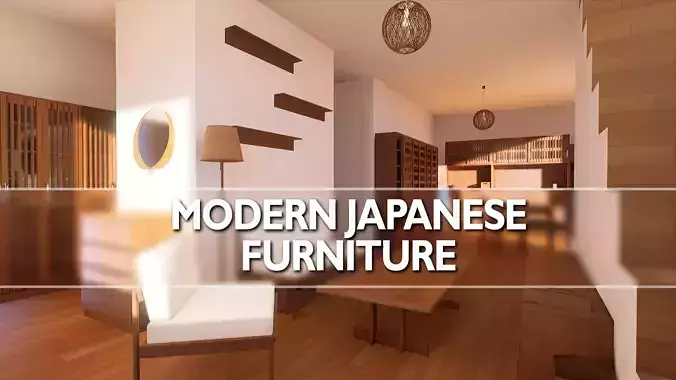 Modern Japanese Furniture Pack - 75 assets Low-poly 3D model