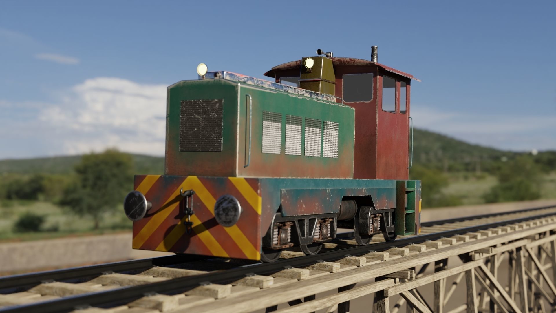 Railway Bridge 3D models complete of locomotive 3D model_4