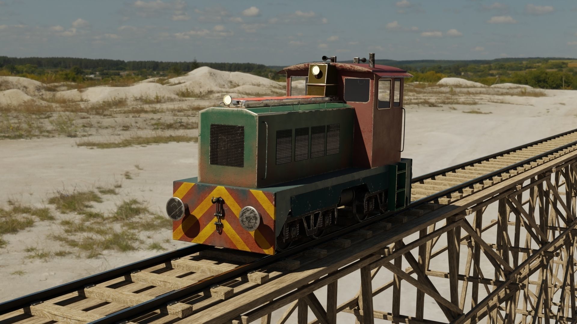 Railway Bridge 3D models complete of locomotive 3D model_1