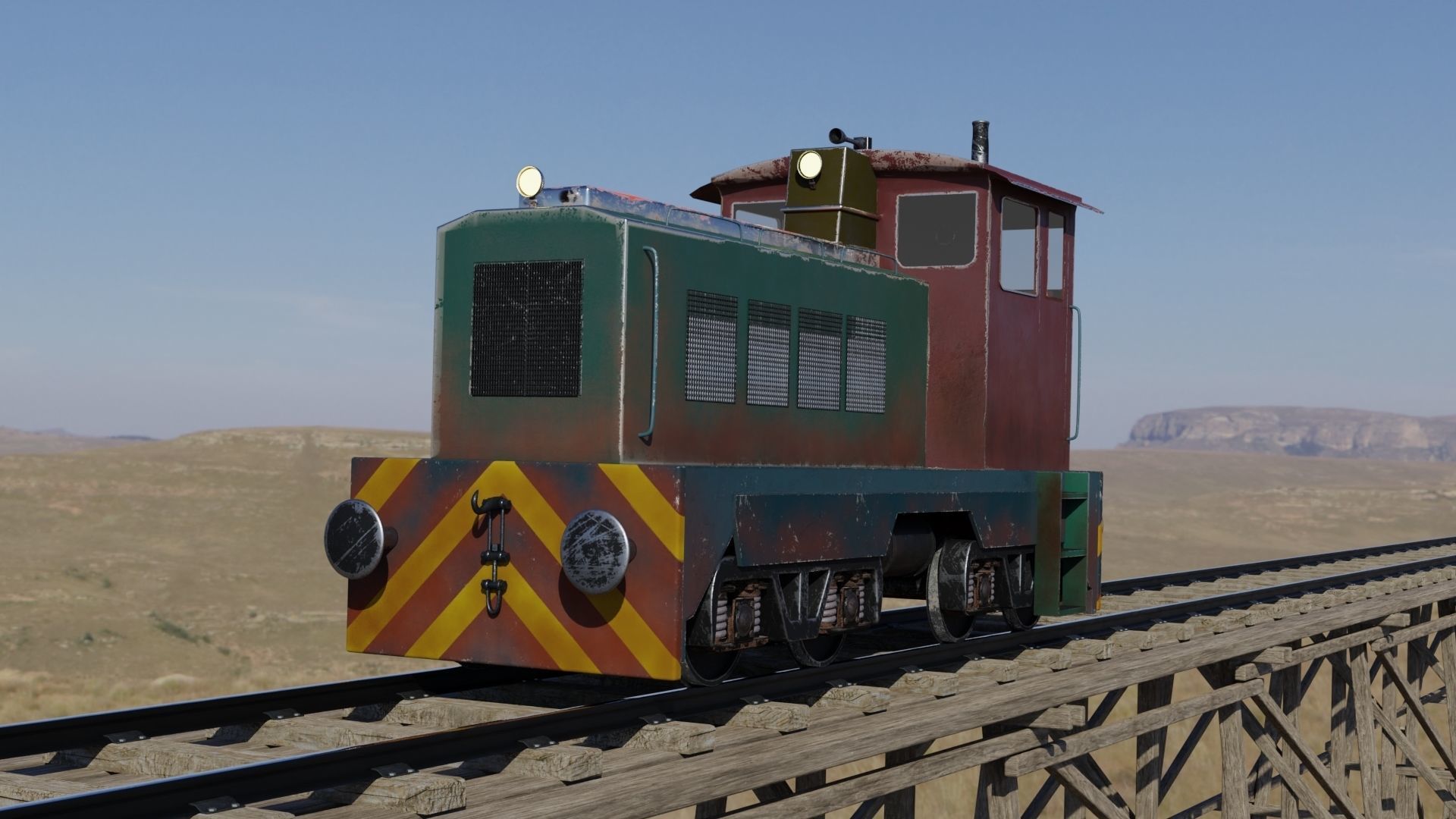 Railway Bridge 3D models complete of locomotive 3D model_3