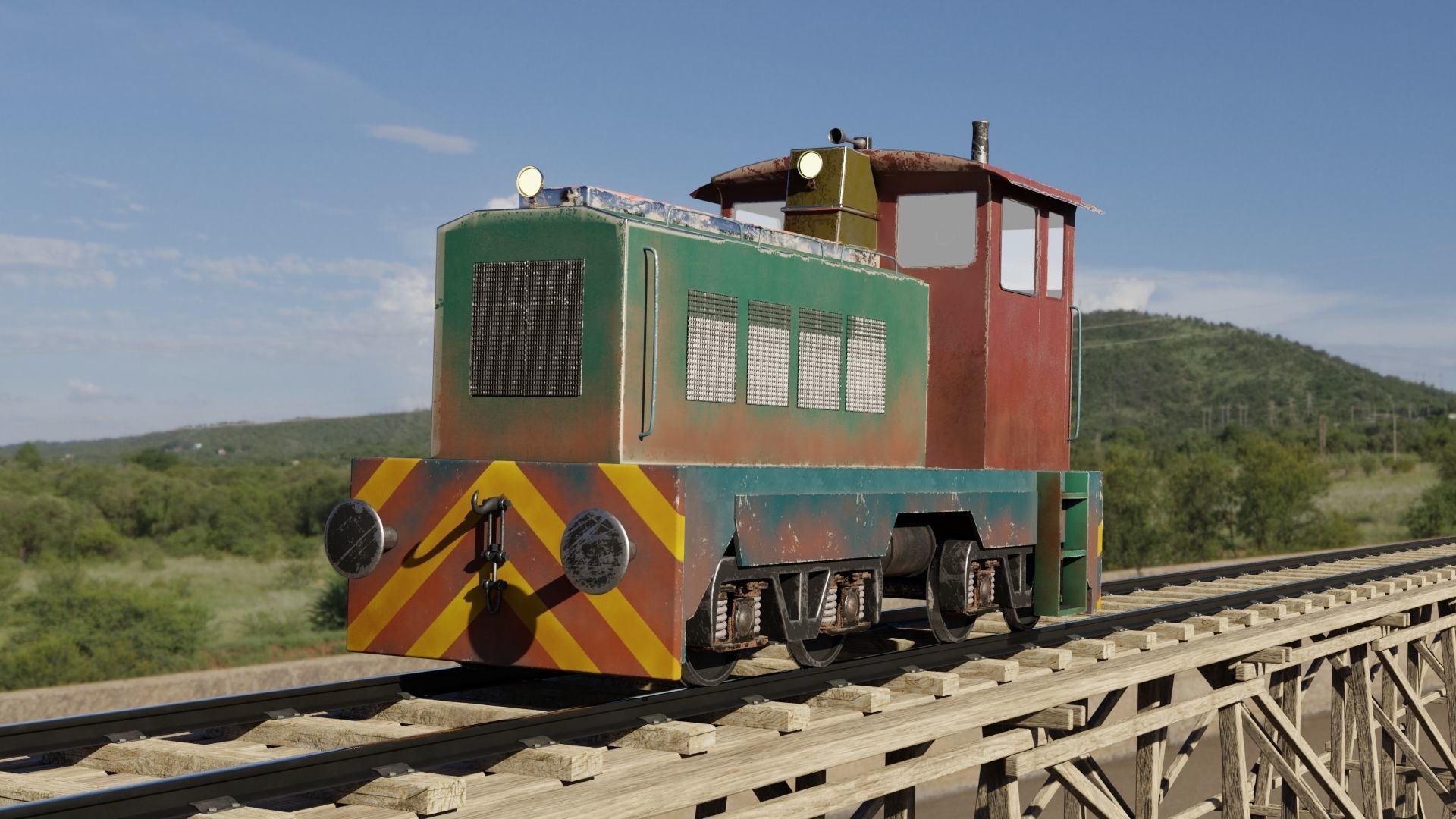 Railway Bridge 3D models complete of locomotive 3D model_2