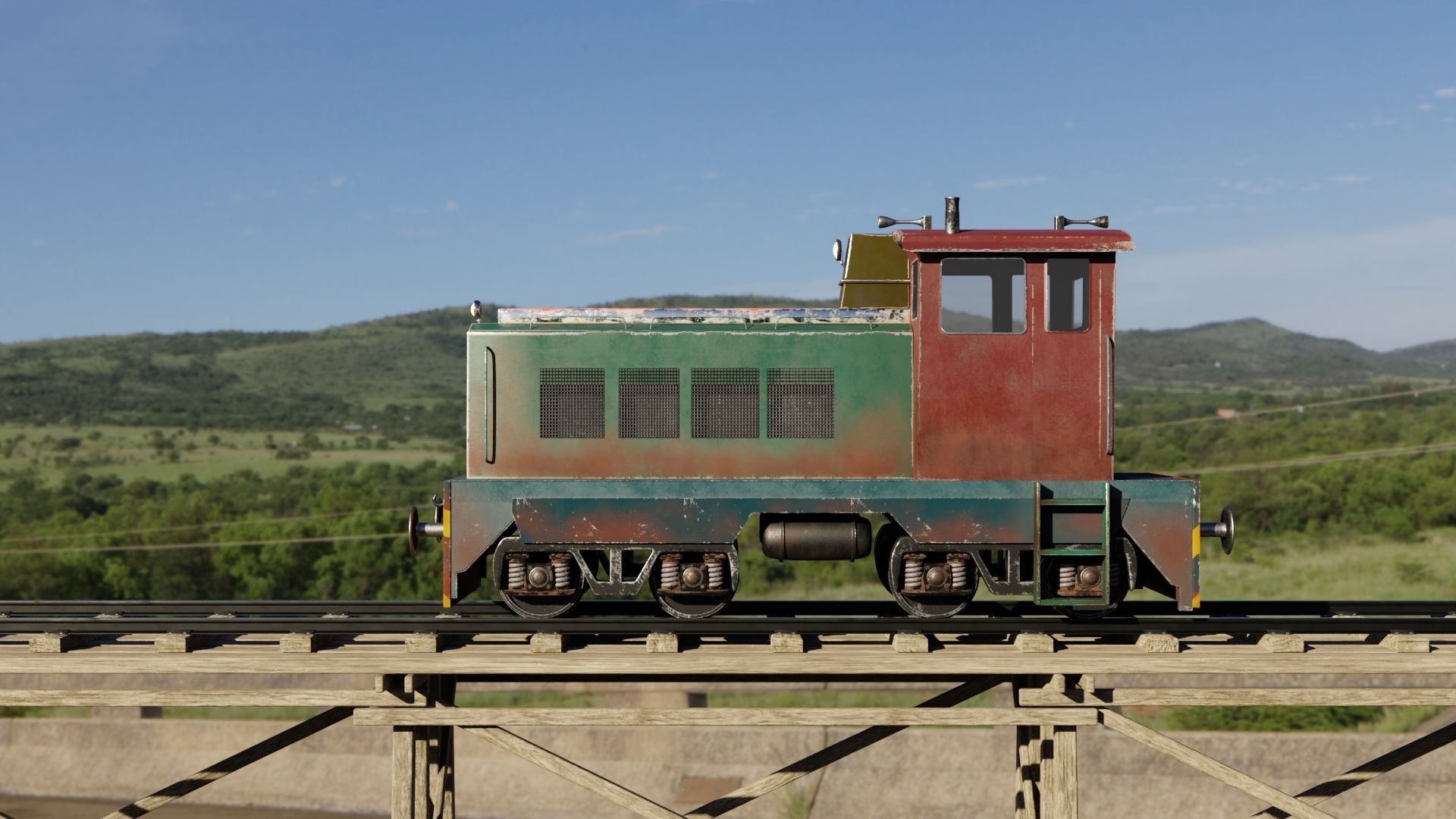 Railway Bridge 3D models complete of locomotive 3D model_5