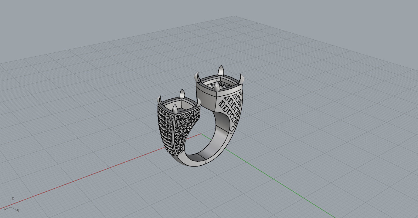 Rings two with sapphires and diamonds 3D print model_16