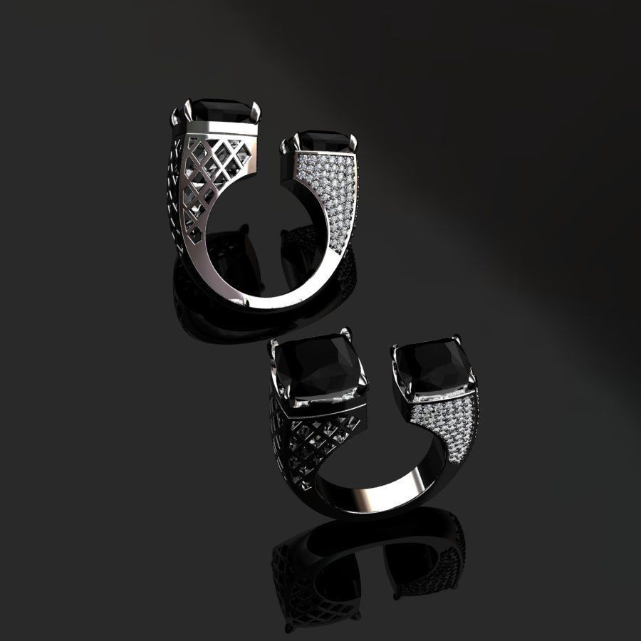 Rings two with sapphires and diamonds 3D print model_12