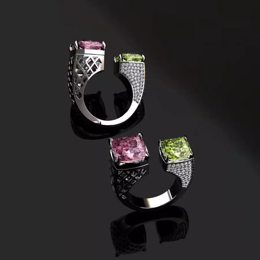 Rings two with sapphires and diamonds 3D print model_0