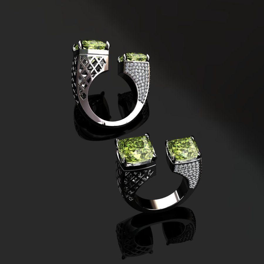 Rings two with sapphires and diamonds 3D print model_3