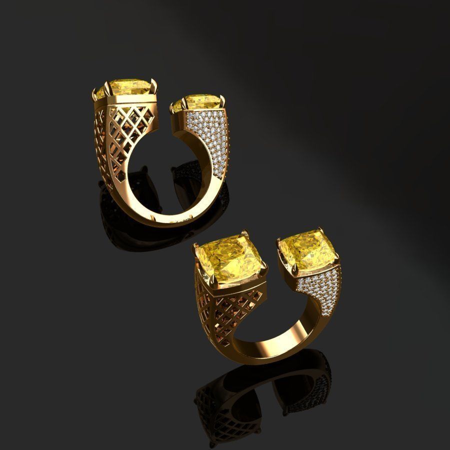 Rings two with sapphires and diamonds 3D print model_8