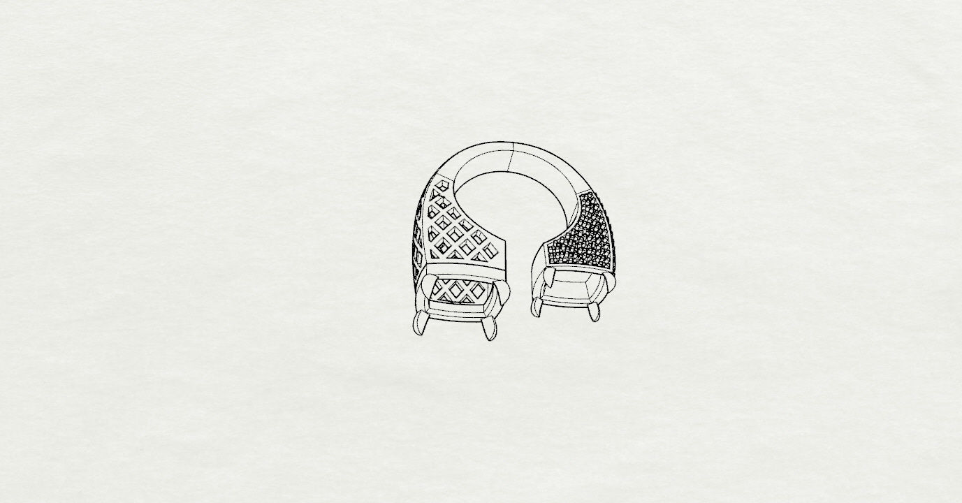 Rings two with sapphires and diamonds 3D print model_25