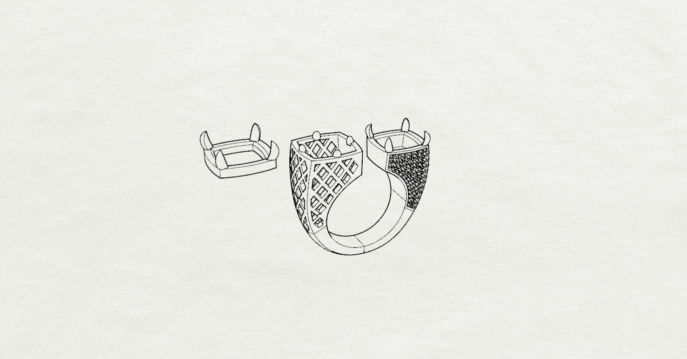 Rings two with sapphires and diamonds 3D print model_30