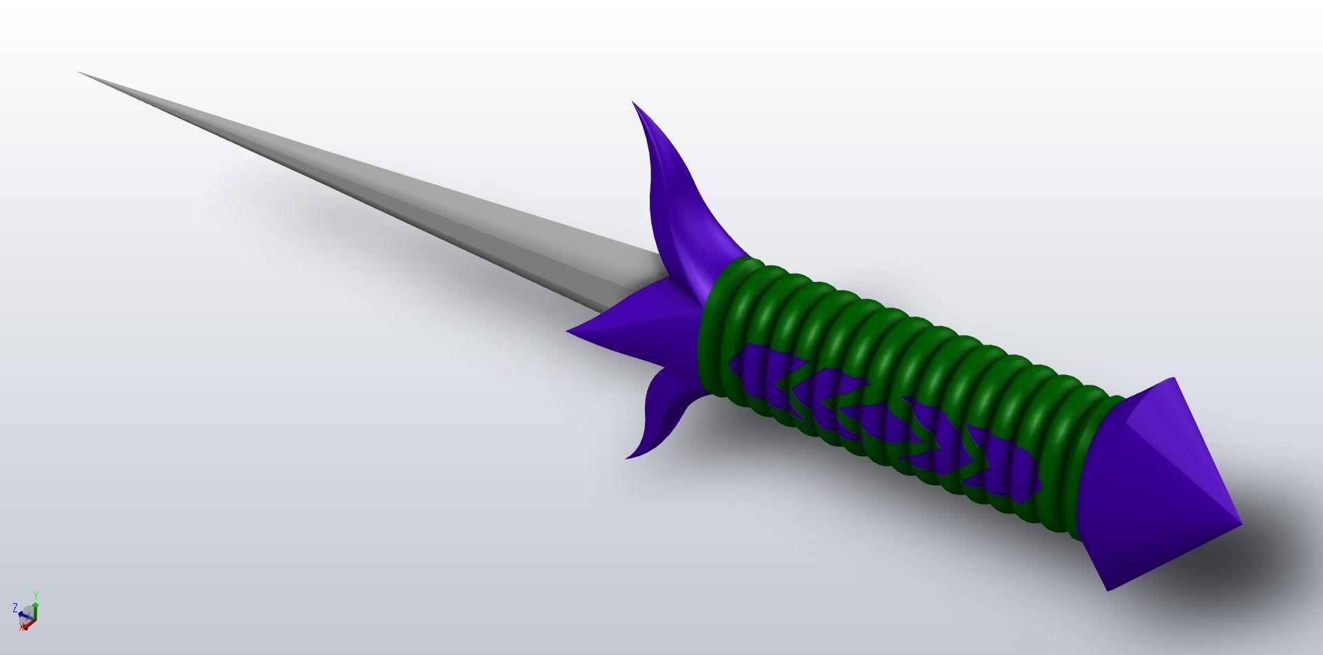 Spiked Dagger - 405mm in length - just under 16 inches in length 3D print model_1