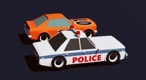Low Poly Cars 3D police 3D model