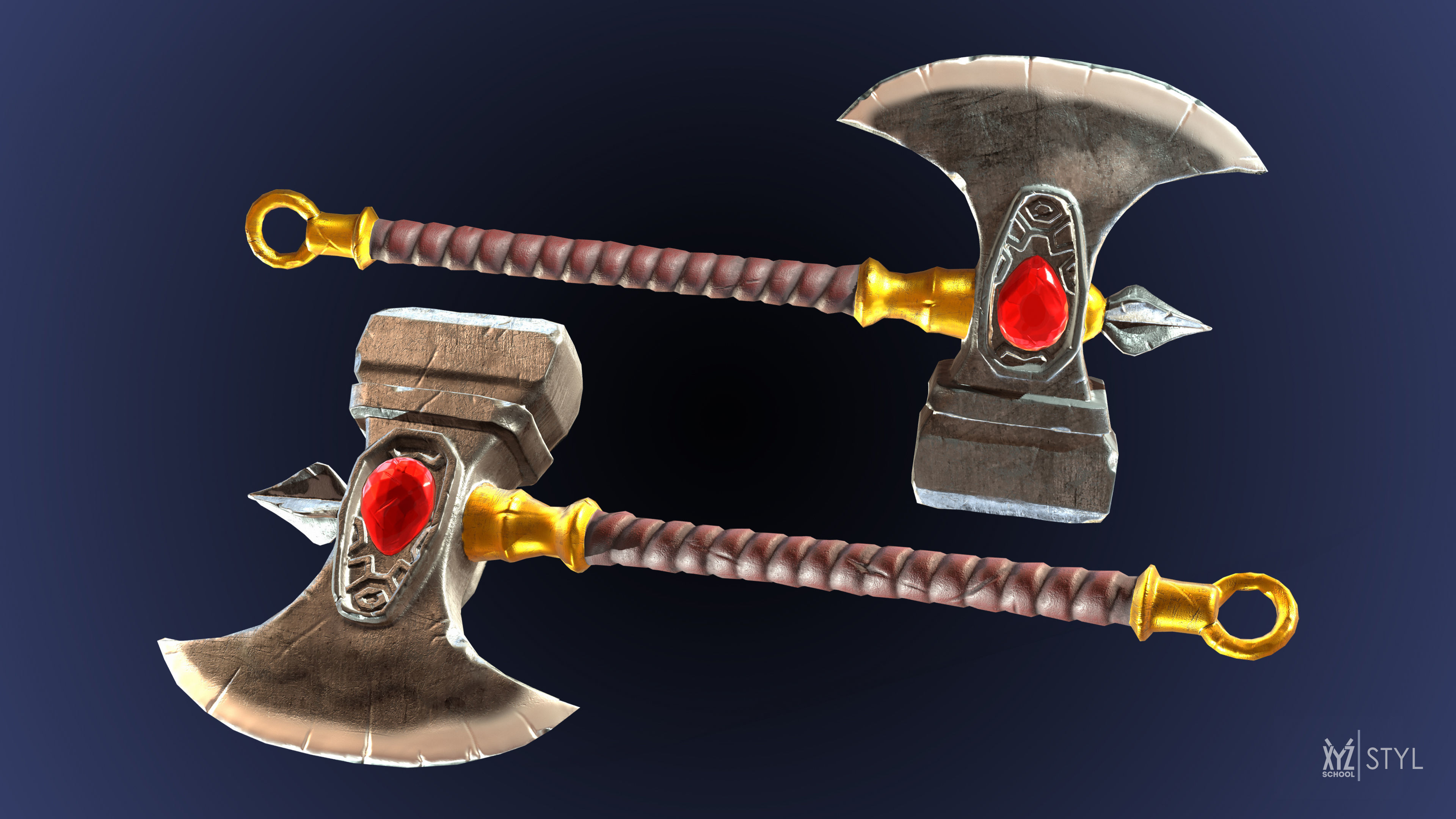 Giant with Axe Low-poly 3D model_5