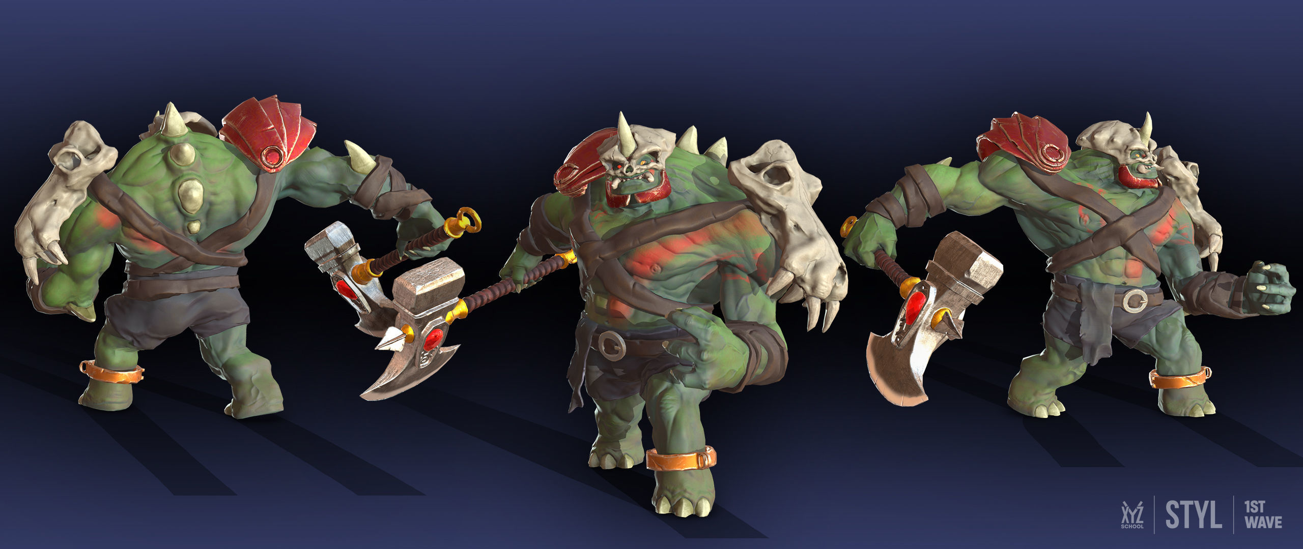 Giant with Axe Low-poly 3D model_3