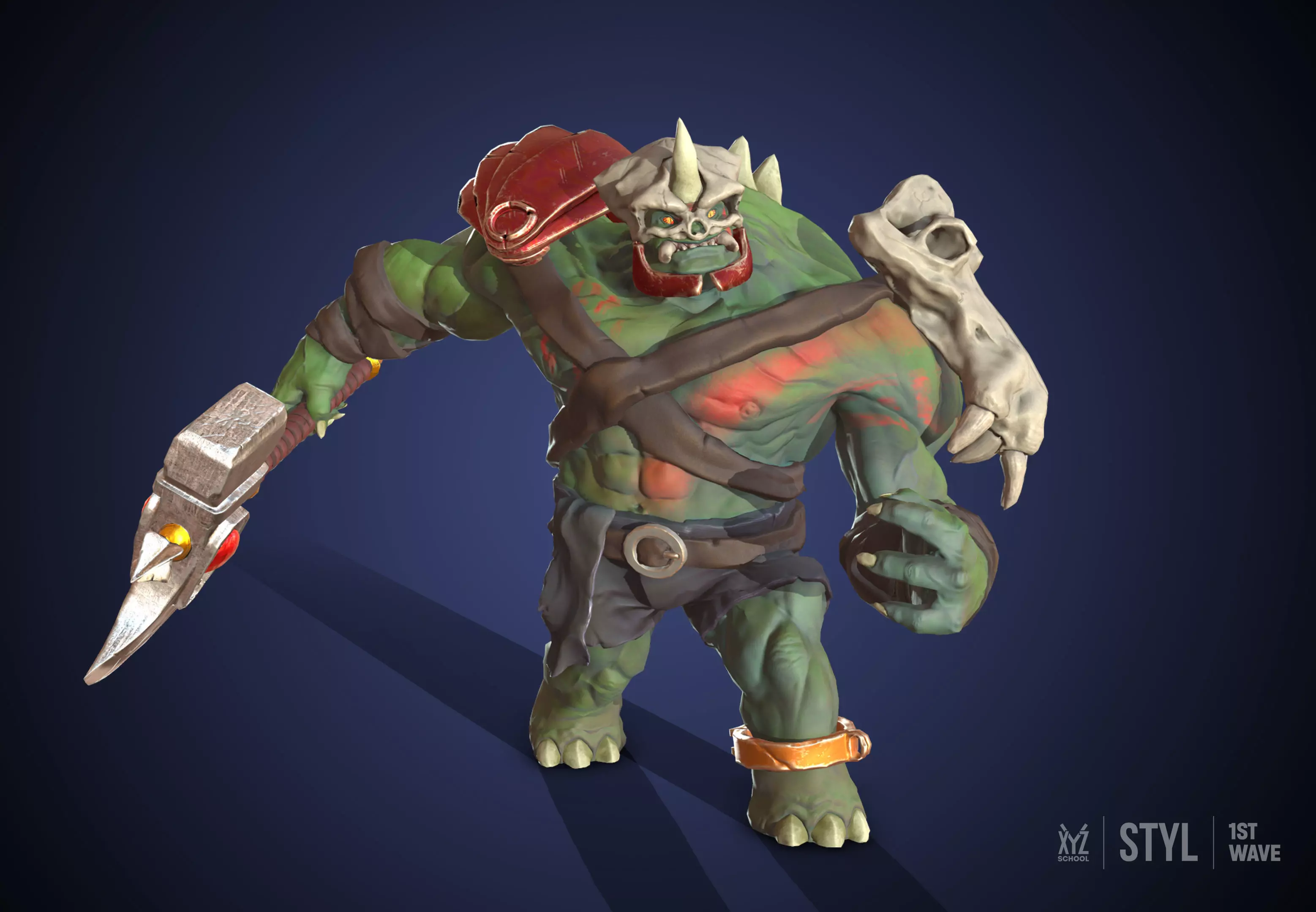 Giant with Axe Low-poly 3D model_0