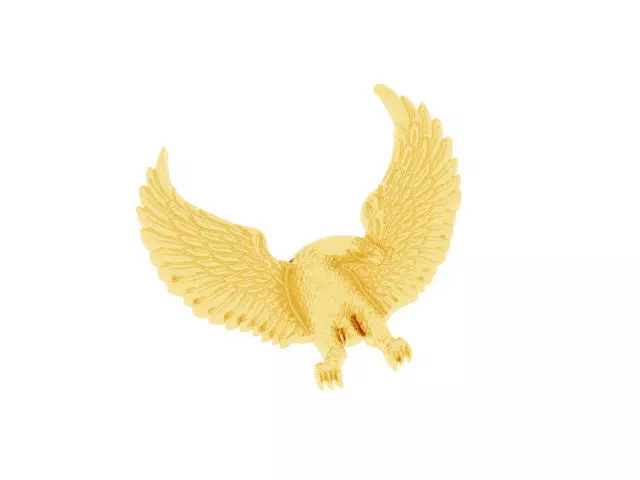 eagle gold plated brooch 3D print model_0