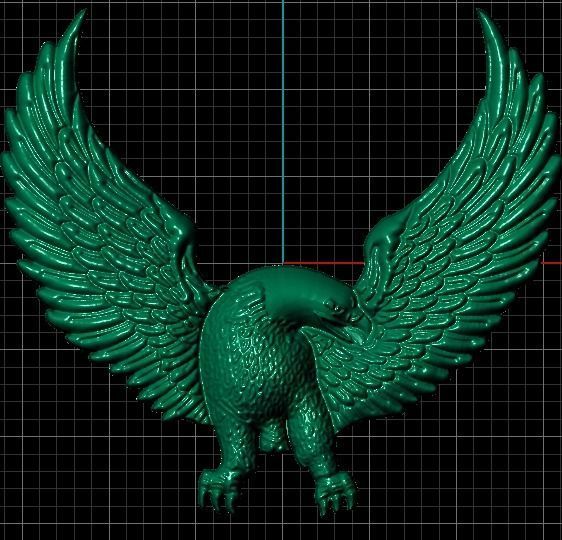 eagle gold plated brooch 3D print model_2