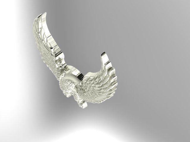 eagle gold plated brooch 3D print model_4