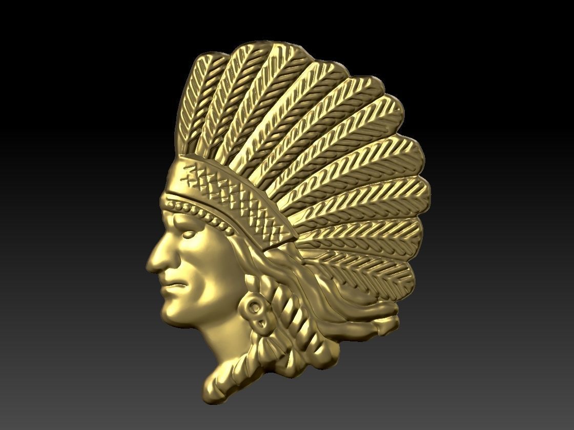 Native American Indian man pendant 3D print model_5