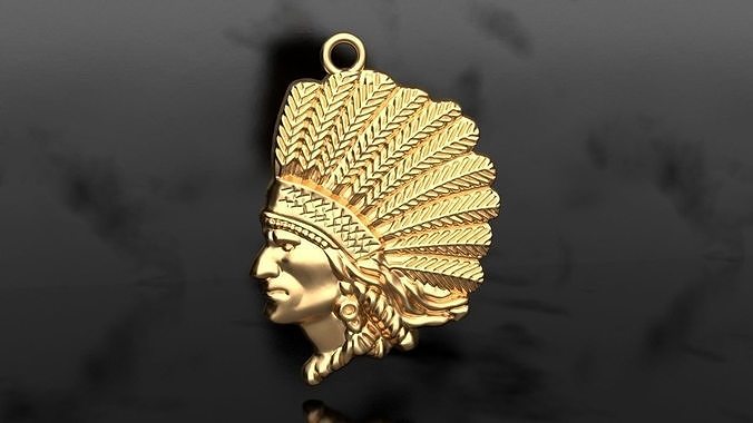 Native American Indian man pendant 3D print model