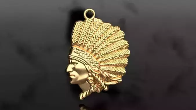 Native American Indian man pendant 3D print model