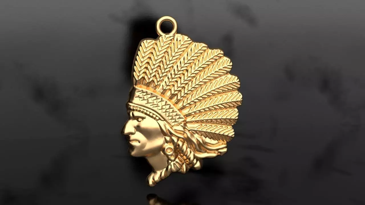 Native American Indian man pendant 3D print model_0