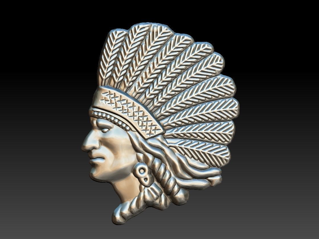 Native American Indian man pendant 3D print model_2