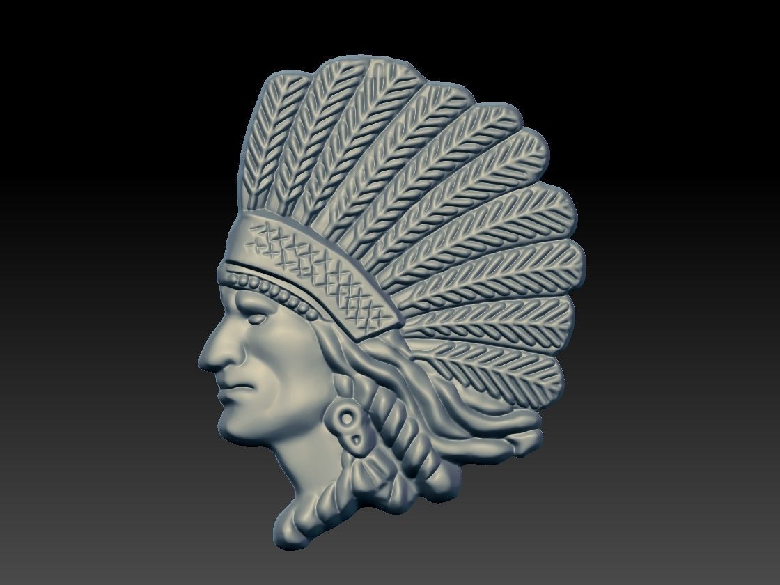 Native American Indian man pendant 3D print model_3