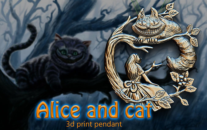 Alice and the Cheshire Cat 3D print model