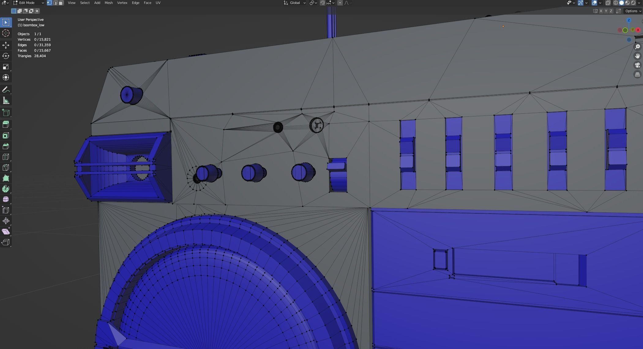 Vintage Boombox Game ready lowpoly 3d model Low-poly 3D model_5