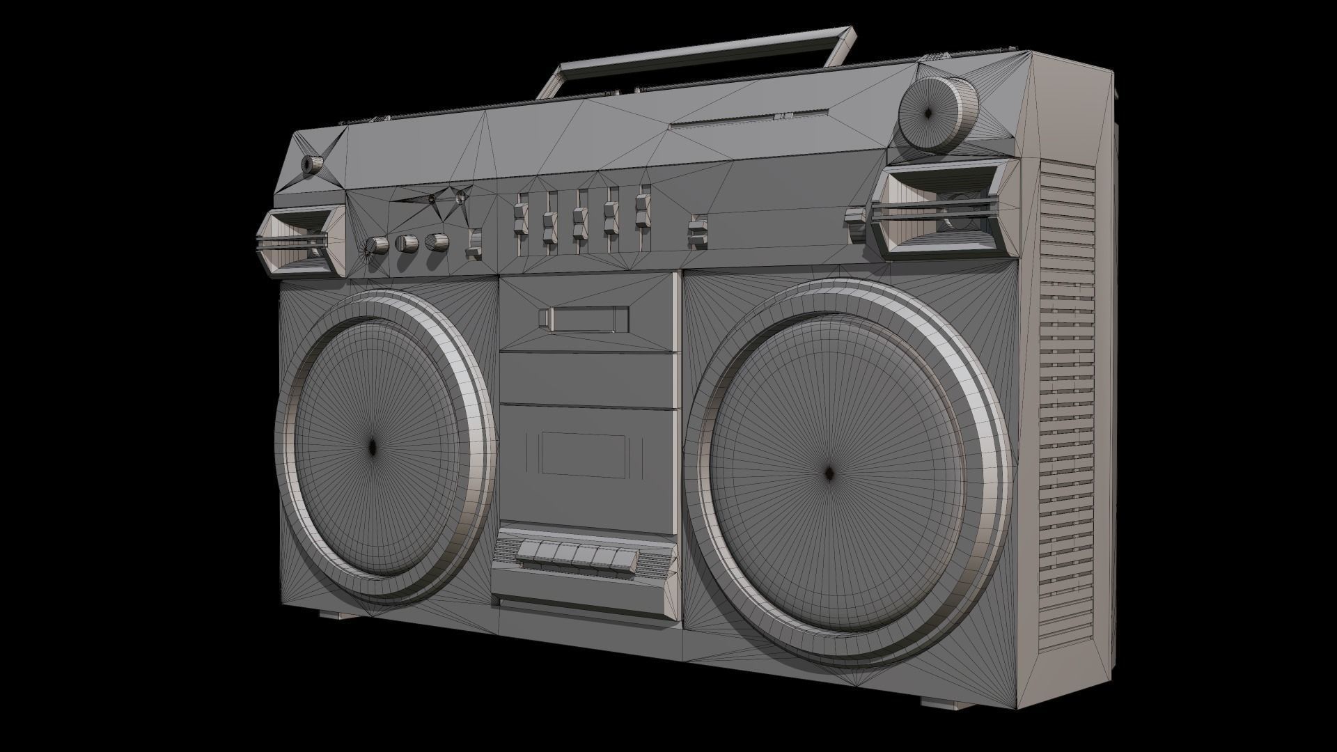 Vintage Boombox Game ready lowpoly 3d model Low-poly 3D model_2